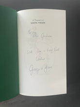 Load image into Gallery viewer, A Treasury of Mark Twain by Mark Twain: photo of the first page which has been inscribed with a note and signed as a gift to a previous owner.