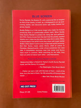 Load image into Gallery viewer, Blue Screen by Robert B. Parker: photo of the back cover which shows very, very minor scuff marks, and some creasing on the bottom-left corner of the back cover.