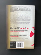 Load image into Gallery viewer, Exit A by Anthony Swofford: photo of the back cover which shows minor scuff marks along the edges, and a fair amount of creasing.