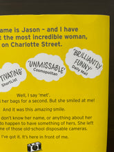 Load image into Gallery viewer, Charlotte Street by Danny Wallace book: photo of very minor scuff marks along the top-edge of the back cover.