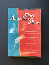 Load image into Gallery viewer, Three Australian Plays by Alan Seymour: photo of the front cover which shows minor creasing, scuff marks and scratches.