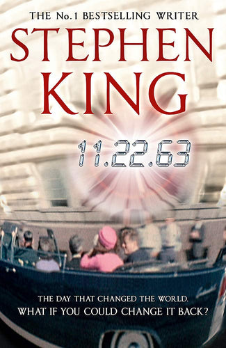 Book cover of '11.22.63' by Stephen King with a blurred background