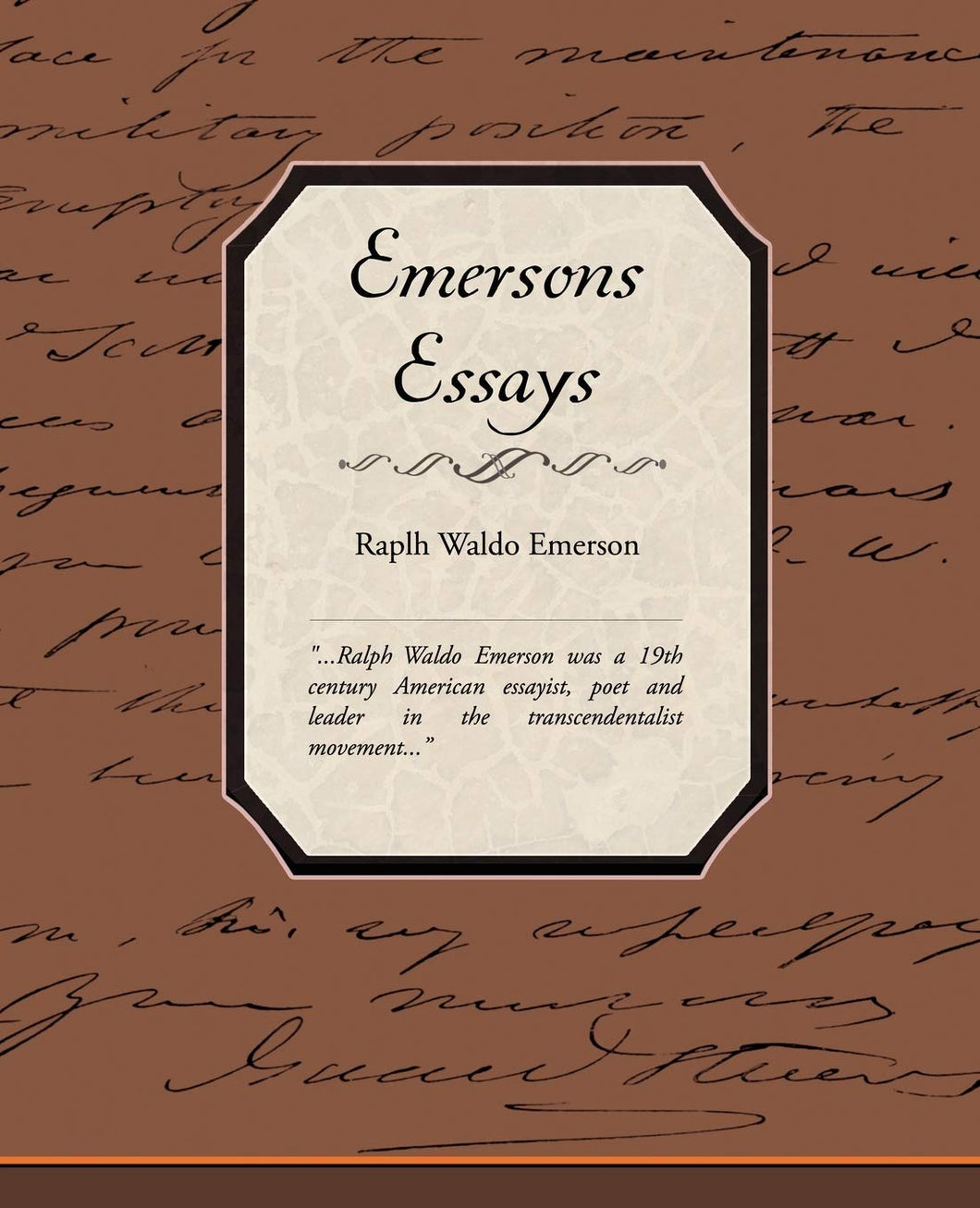 Emersons Essays by Ralph Waldo Emerson: stock image of front cover.
