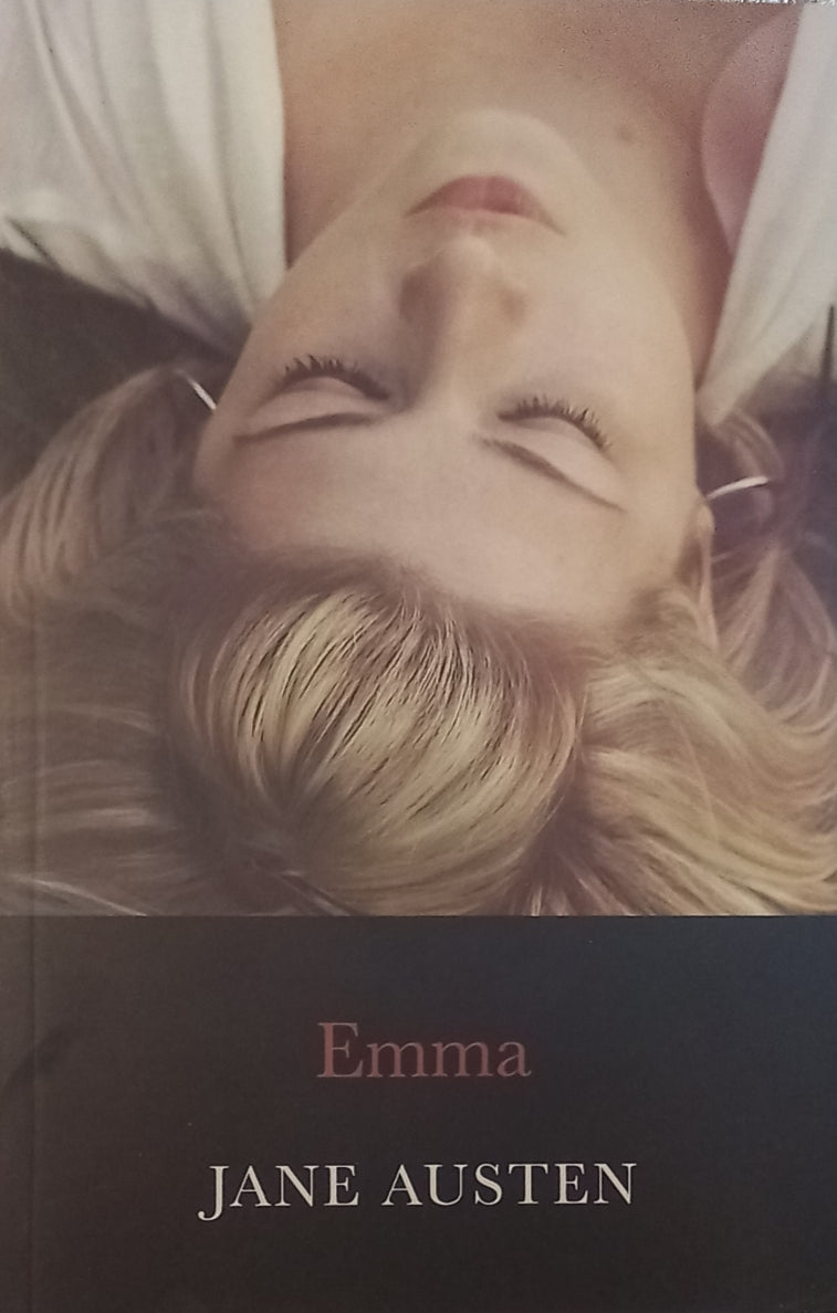 Book cover of 'Emma' by Jane Austen with a close-up of a woman's face.