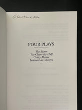 Load image into Gallery viewer, Four Plays by Alexander Ostrovsky: photo of the first page which has a name and date on the top-left corner written in black pen.
