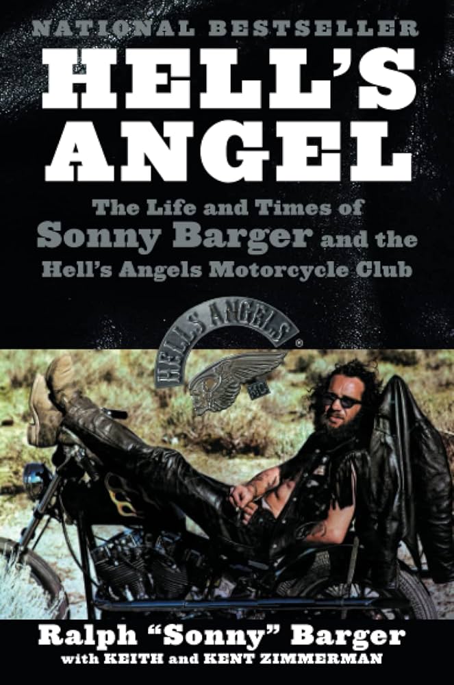 Book cover of 'Hell's Angel' by Sonny Barger with a motorcycle and biker image.