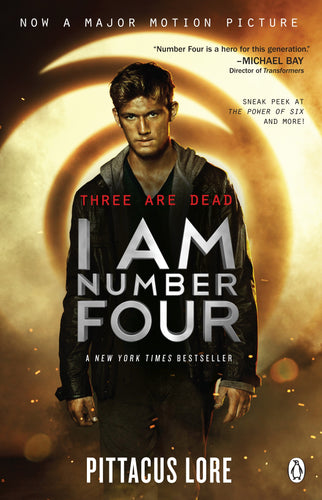 Book cover of 'I Am Number Four' by Pittacus Lore with a character in a hooded outfit against a glowing circular background.