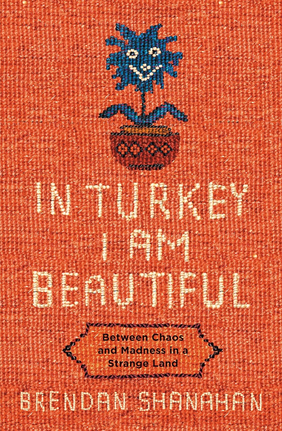 Book cover of 'In Turkey I Am Beautiful' by Brendan Shanahan with a decorative design and text on an orange background.