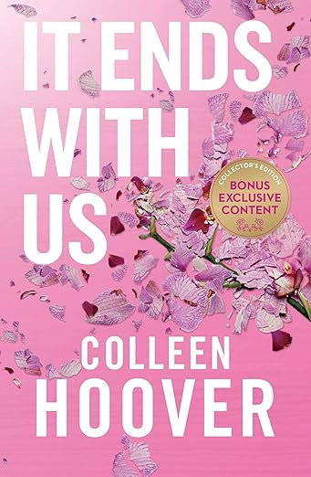 Book cover of 'It Ends with Us' by Colleen Hoover with pink floral design