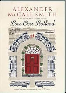 Book cover of 'Love Over Scotland' by Alexander McCall Smith with a decorative arch and red door.