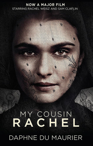 Book cover of 'My Cousin Rachel' by Daphne Du Maurier with a woman's face and text.