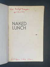 Load image into Gallery viewer, Naked Lunch by William Burroughs: photo of the first page which has handwriting in red pen along the top and the bottom of the page.
