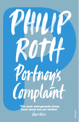 Book cover of 'Portnoy's Complaint' by Philip Roth with a blue background