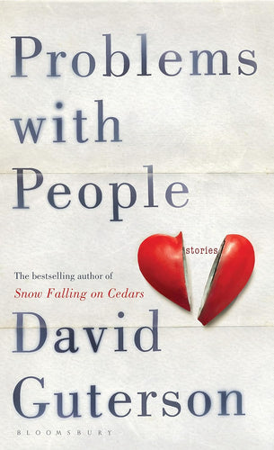 Book cover of 'Problems with People' by David Guterson with a broken heart graphic.
