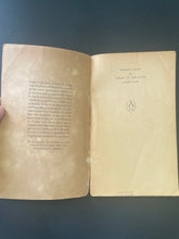 Load image into Gallery viewer, Strait is the Gate by Andre Gide: photo of the first page and the inside of the front cover which have both discoloured considerably. 
