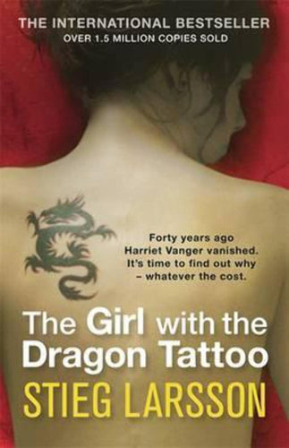Book cover of 'The Girl with the Dragon Tattoo' by Stieg Larsson, showing a woman with a dragon tattoo on her back.