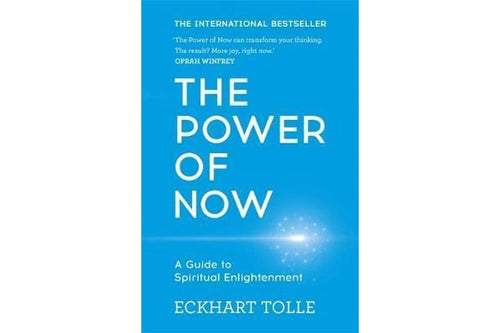 Book cover of 'The Power of Now' by Eckhart Tolle with a blue background