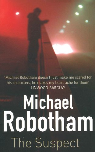 Book cover of 'The Suspect' by Michael Robotham with a silhouette and text quote.