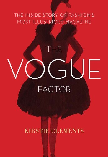 Book cover of 'The Vogue Factor' by Kirstie Clements with silhouette of a woman in a dress on a red background.