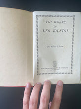 Load image into Gallery viewer, The Works of Leo Tolstoi by Leo Tolstoi: photo of the title page which shows minor blotches of discolouring.
