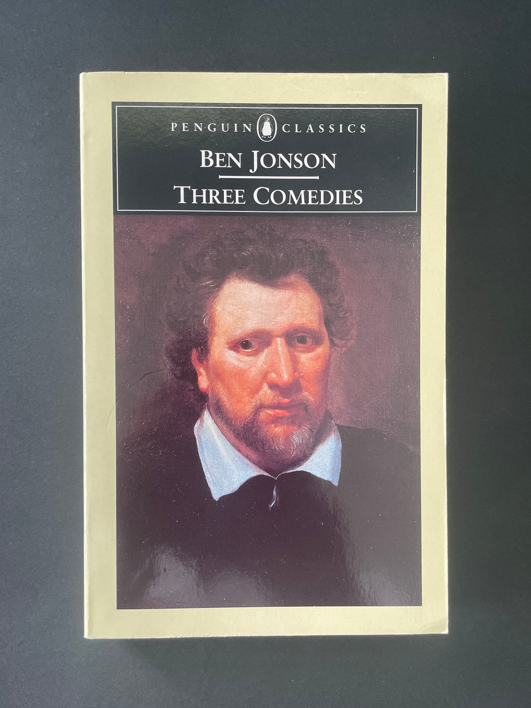 Three Comedies by Ben Jonson: photo of the front cover which shows very, very minor scuff marks along the edges.