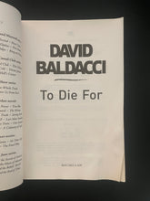 Load image into Gallery viewer, To Die For by David Baldacci: photo of the title page which shows some wrinkling and creasing.
