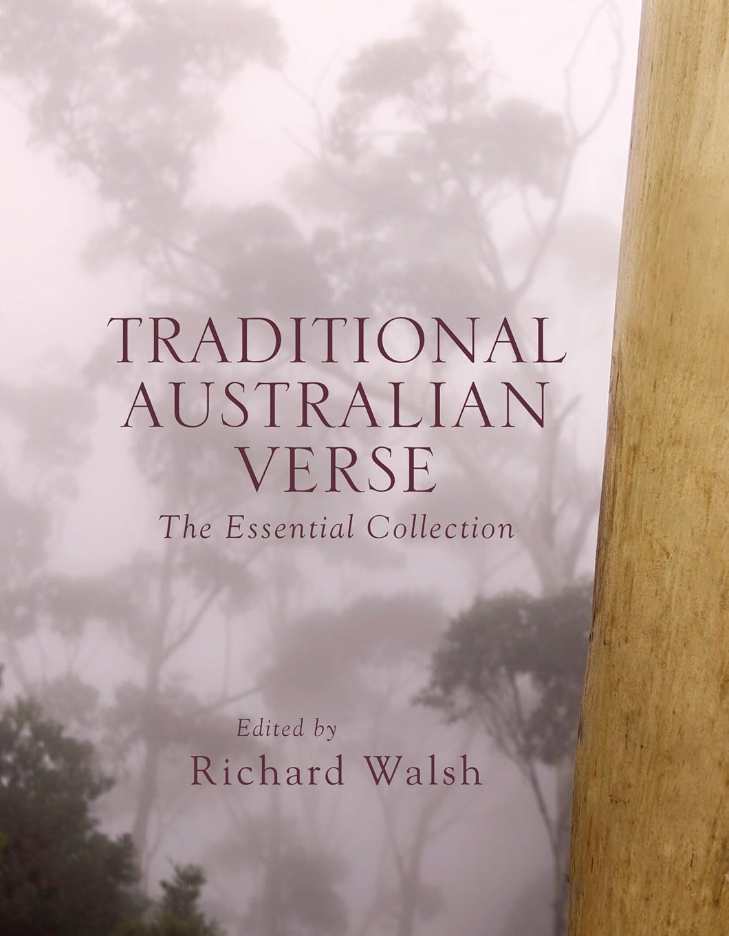 Book titled 'Traditional Australian Verse' edited by Richard Walsh with a blurred background of trees.