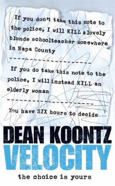 Velocity by Dean Koontz: stock image of front cover.