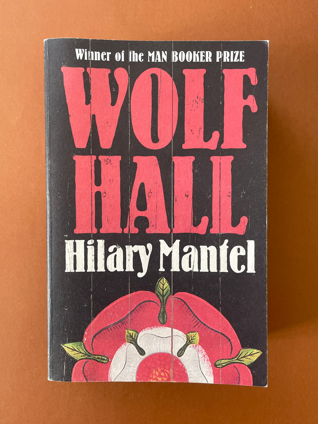Wolf Hall by Hilary Mantel: photo of the front cover which shows very minor scuff marks along the edges.