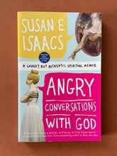 Load image into Gallery viewer, Angry Conversations With God by Susan E. Isaacs: photo of the front cover which shows very minor (barely visible) scuff marks along the edges.
