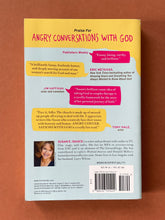 Load image into Gallery viewer, Angry Conversations With God by Susan E. Isaacs: photo of the back cover which shows very minor (barely visible) scuff marks along the edges.
