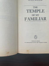 Load image into Gallery viewer, The Temple of My Familiar by Alice Walker book: photo of blotches of discolouring at the bottom of pages: 2 and 3. You can also see very minor yellowing bordering the pages, which is the same on all pages.

